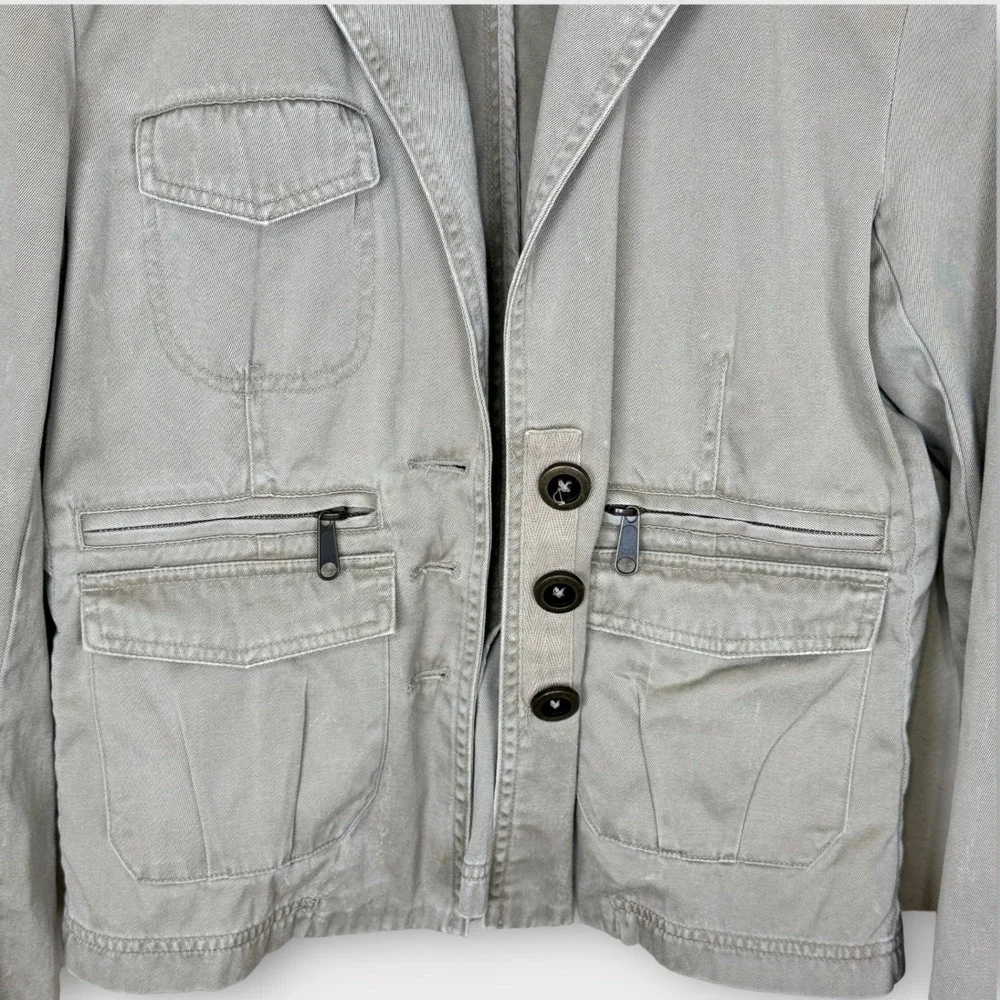 Y2K The Limited Womens Military Utility Jacket Cotton Button‎ Zip Pockets Small